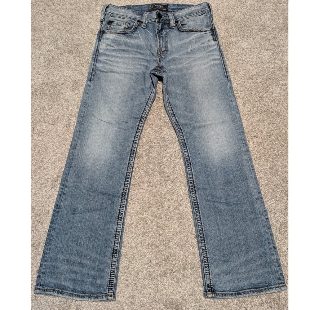 Silver Jeans Zac Mens 32x32 Blue Relaxed Straight Leg Denim Medium Wash